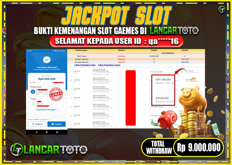 LANCARTOTO JACKPOT SLOT THREE CREAZY PIGIES! Rp.9,000.000.,- LUNAS